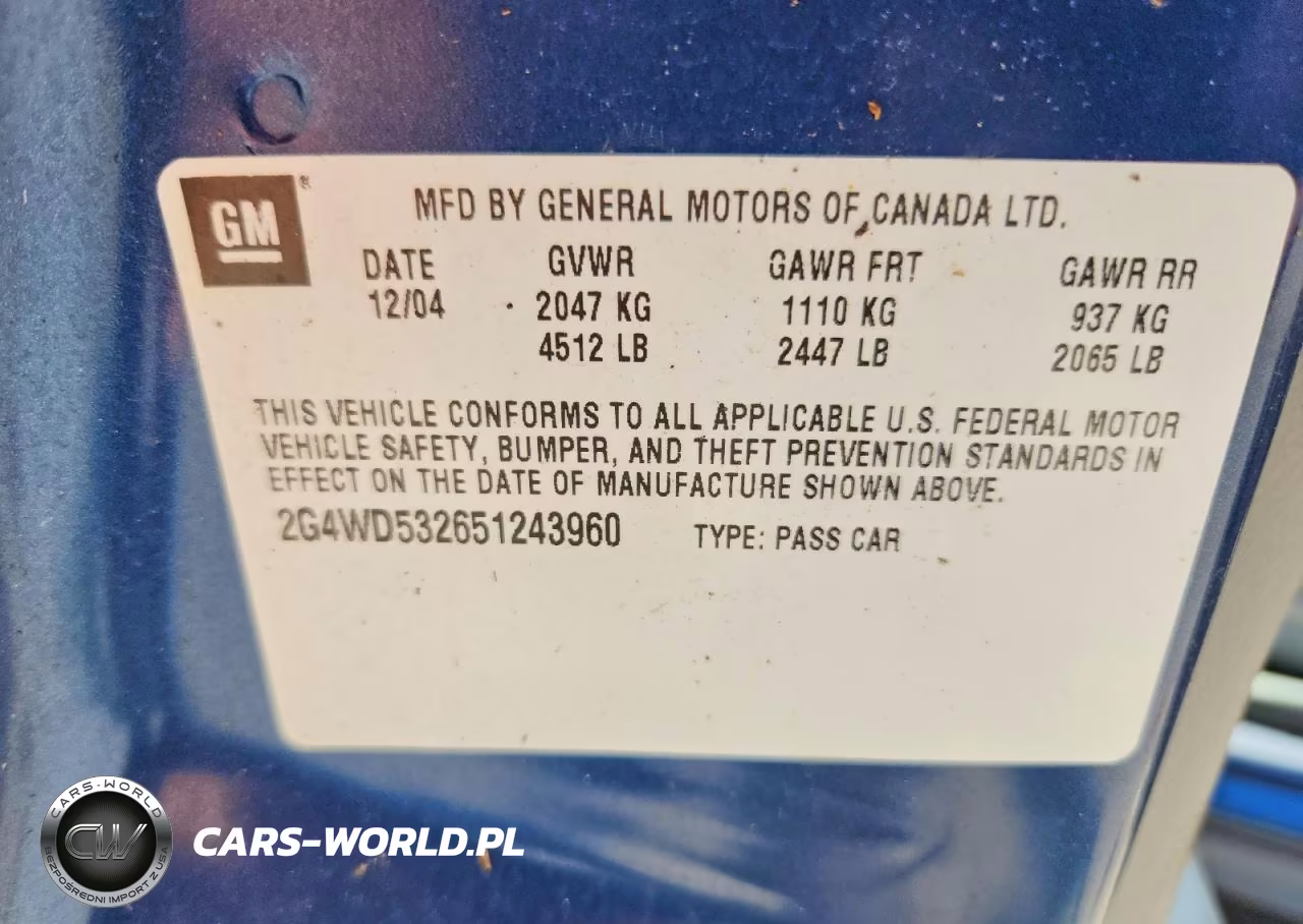 2005 Buick Lacrosse Cxl VIN:2G4WD532651243960 - 12