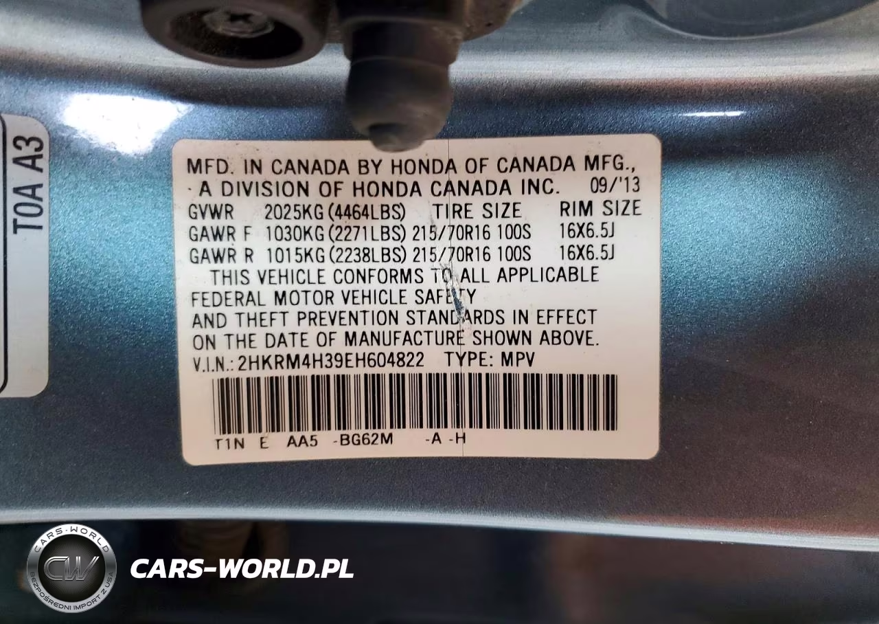 2014 Honda Cr-V Lx VIN:2HKRM4H39EH604822 - 13