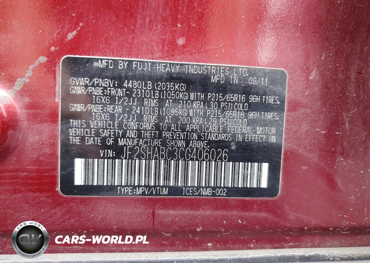 2012 Subaru Forester 2.5X VIN:JF2SHABC3CG406026 - 13