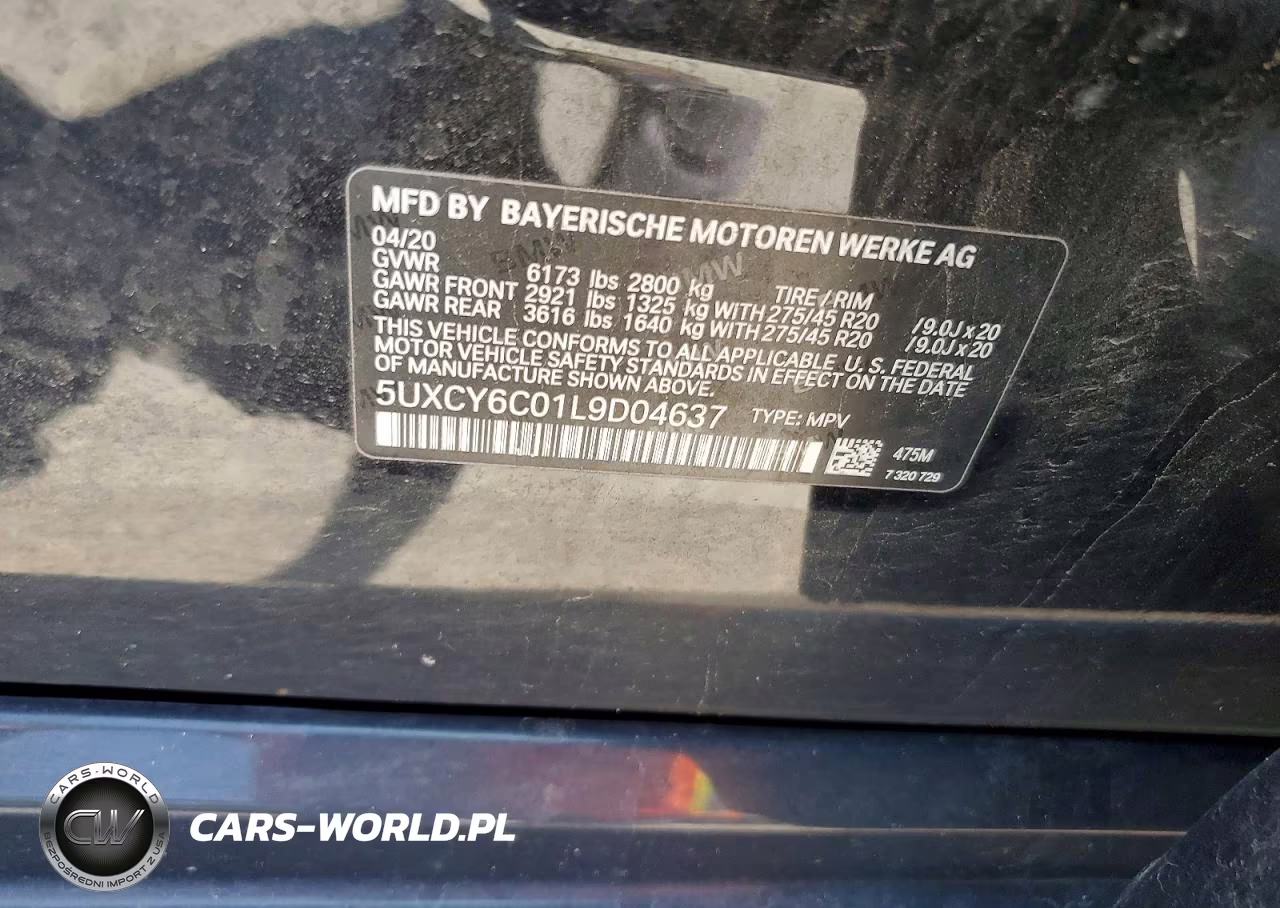 2020 BMW X6 xDrive40I VIN:5UXCY6C01L9D04637 - 14