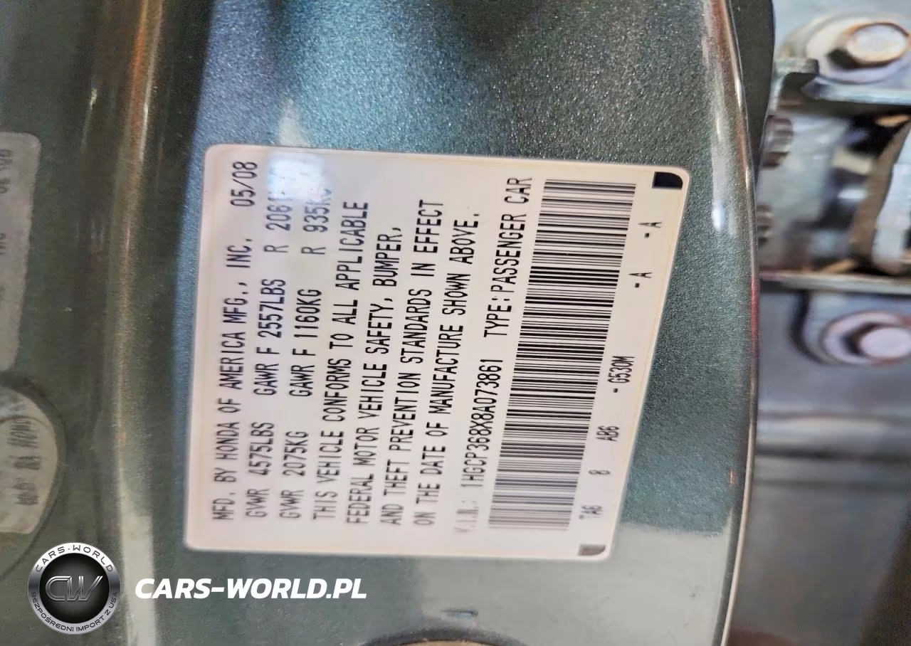2008 Honda Accord Exl VIN:1HGCP368X8A073861 - 12
