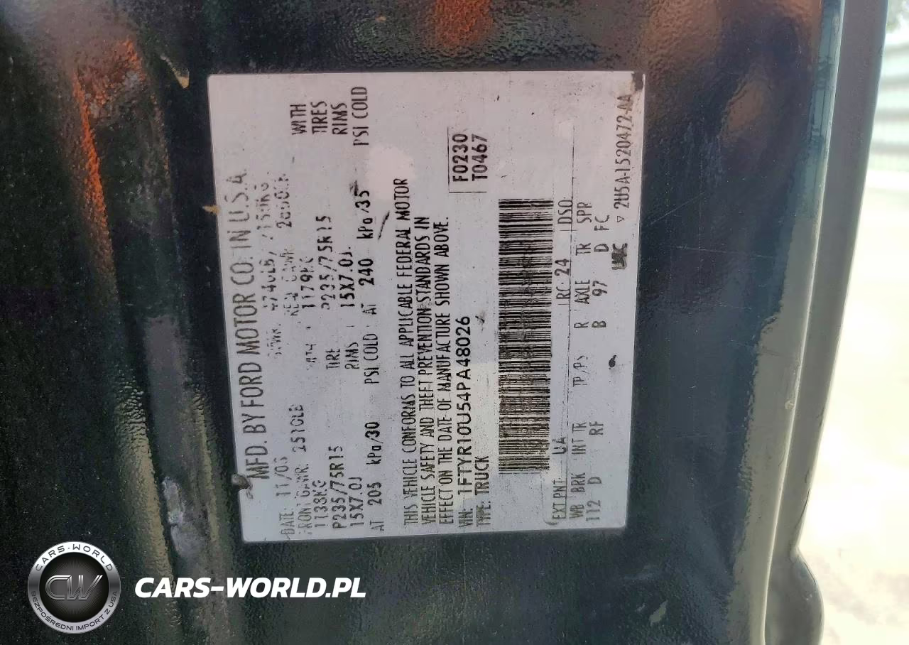 2004 Ford Ranger VIN:1FTYR10U54PA48026 - 12