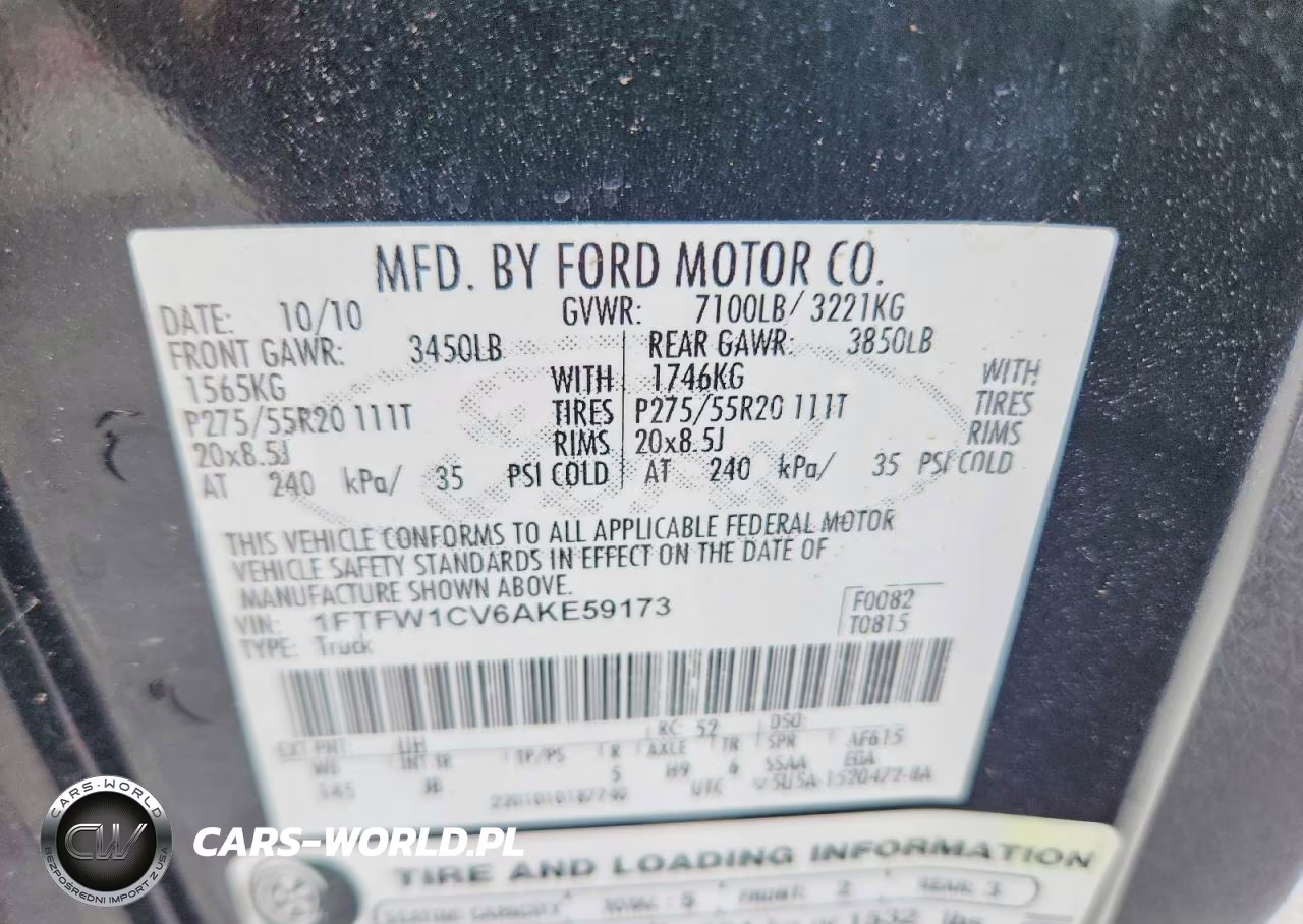 2010 Ford F150 Supercrew VIN:1FTFW1CV6AKE59173 - 12
