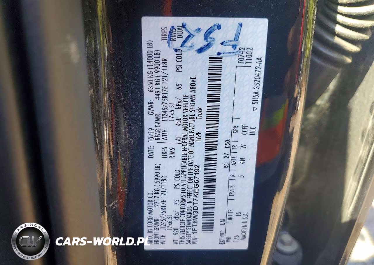 2019 Ford F350 Super Duty VIN:1FT8W3DT7KEG67192 - 13