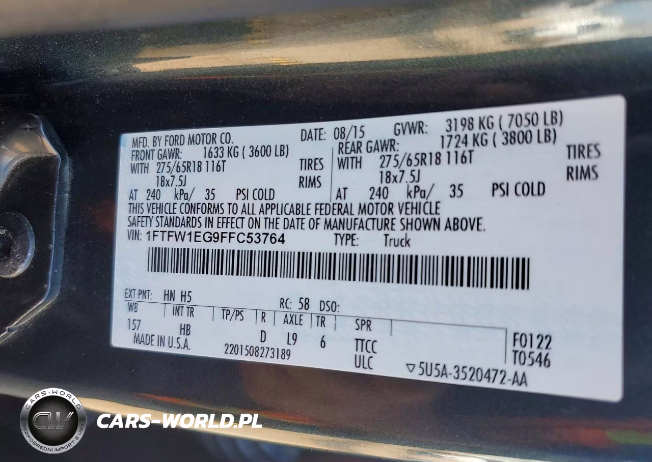 2015 Ford F150 Supercrew VIN:1FTFW1EG9FFC53764 - 12