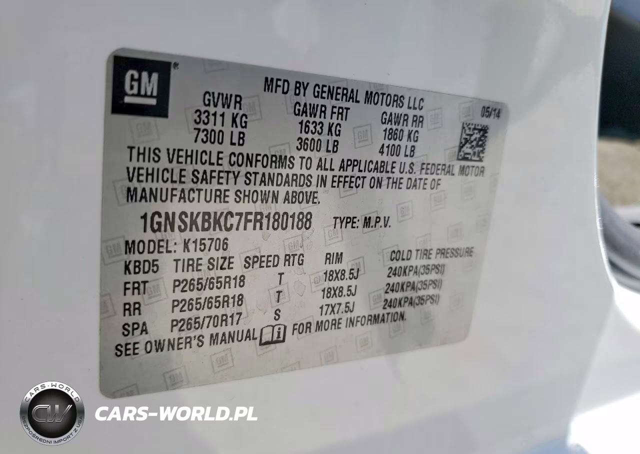 2015 Chevrolet Tahoe K1500 Lt VIN:1GNSKBKC7FR180188 - 14