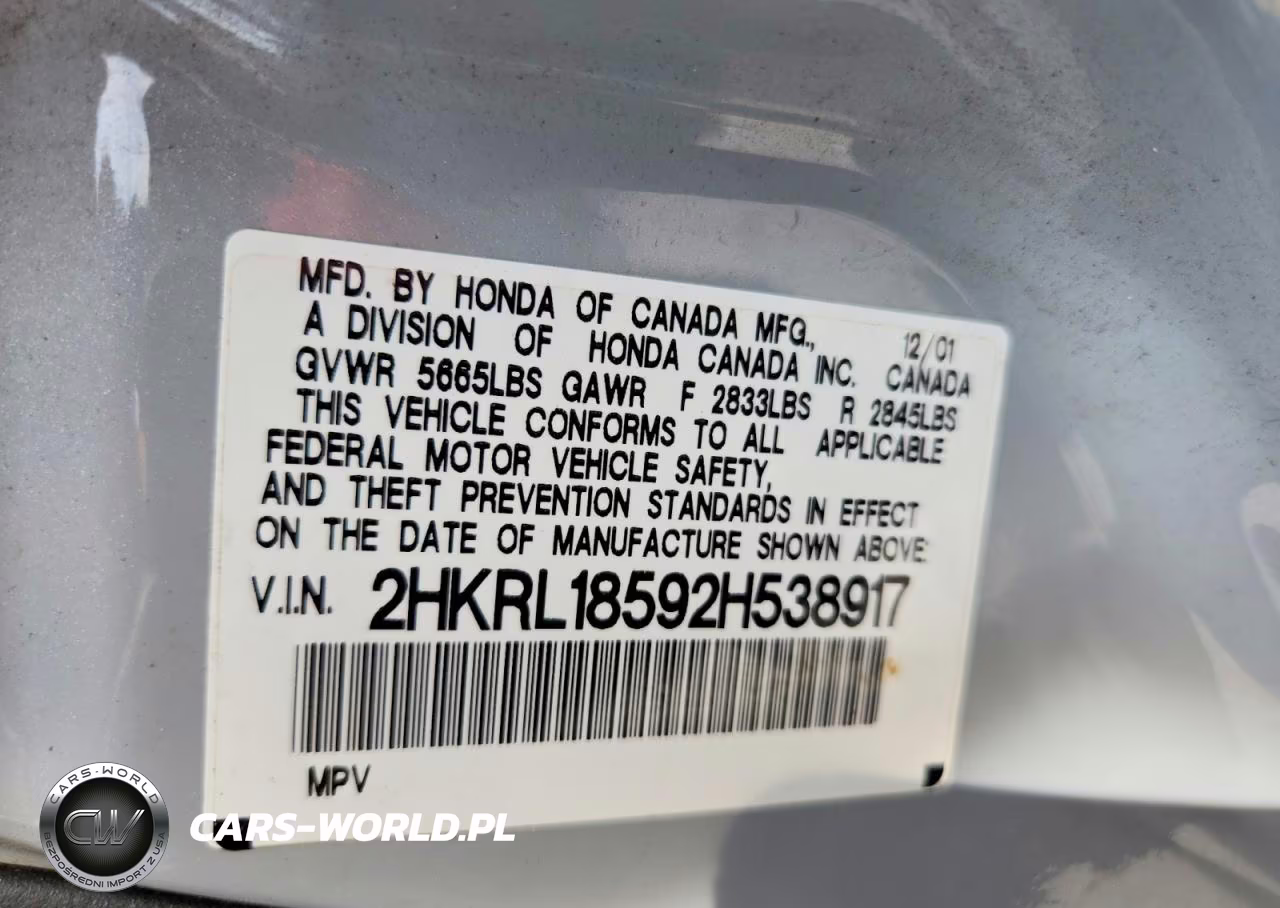2002 Honda Odyssey Base VIN:2HKRL18592H538917 - 13