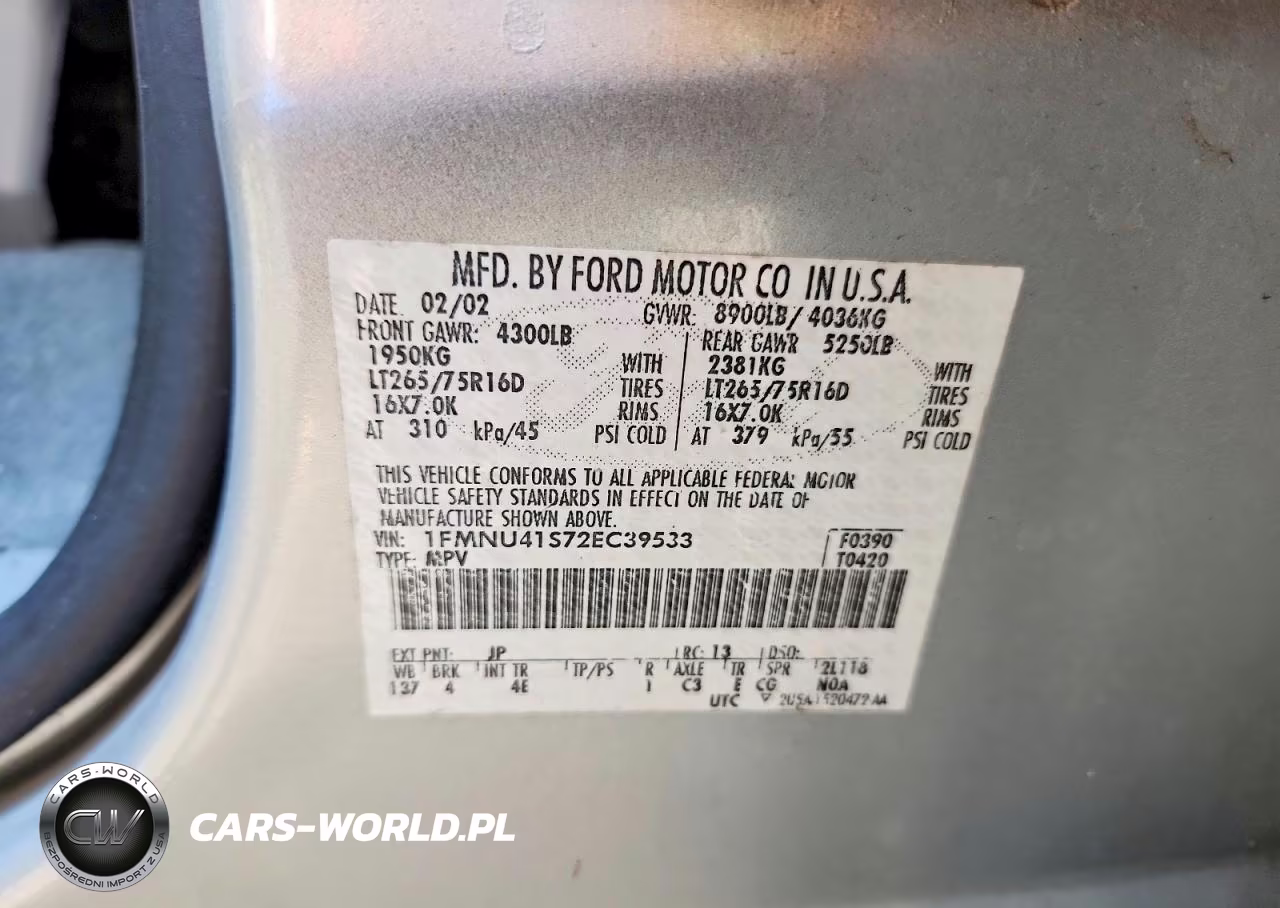 2002 Ford Excursion Xlt VIN:1FMNU41S72EC39533 - 13