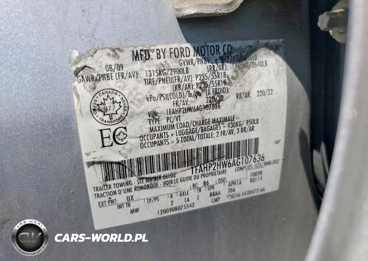 2010 Ford Taurus Sel VIN:1FAHP2HW6AG107636 - 12
