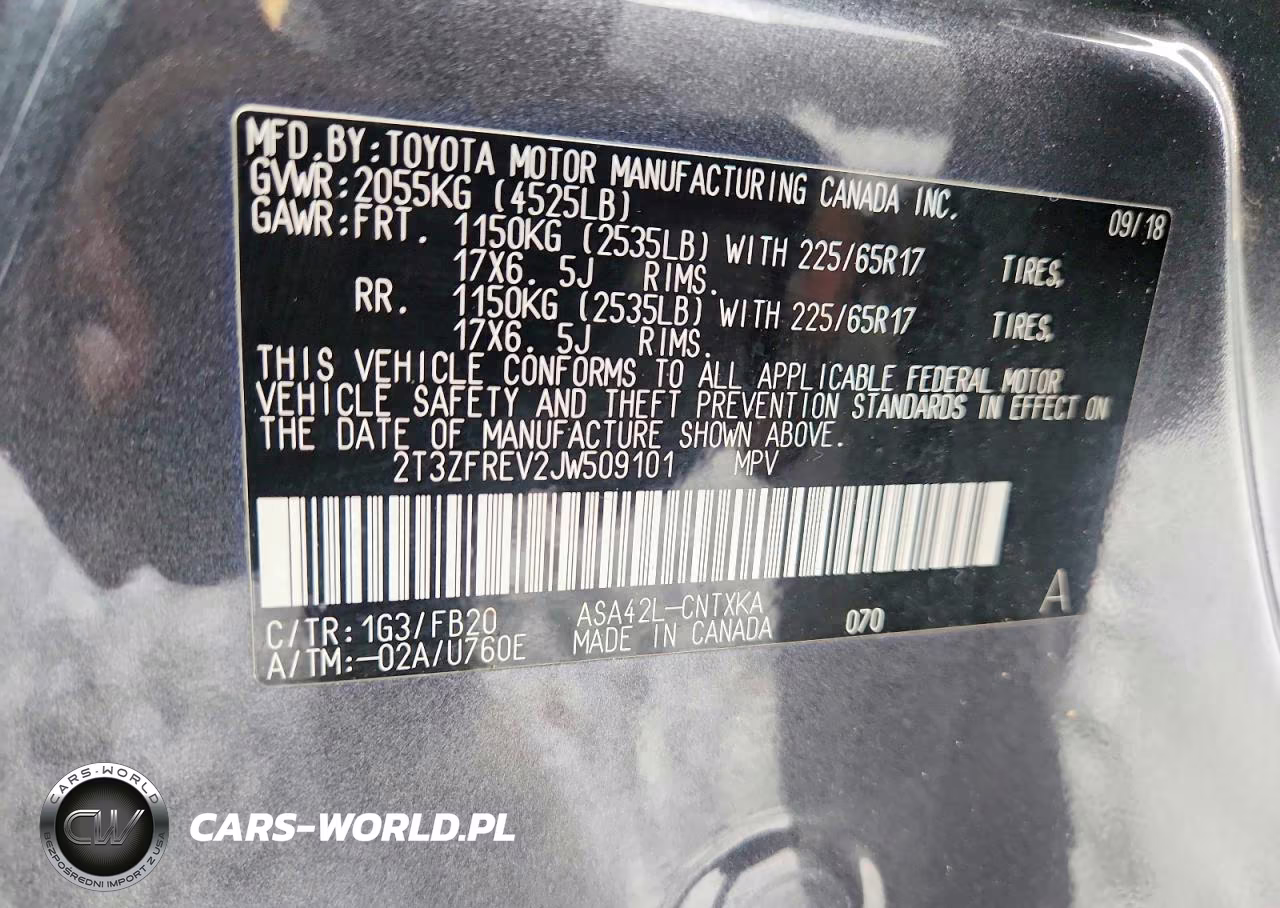 2018 Toyota Rav4 Le VIN:2T3ZFREV2JW509101 - 12