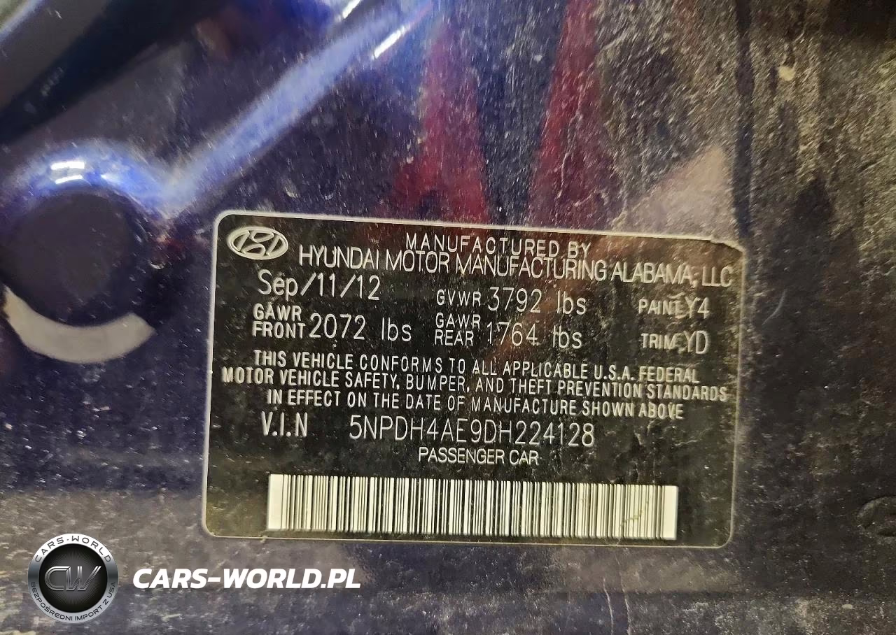 2013 Hyundai Elantra VIN:5NPDH4AE9DH224128 - 12