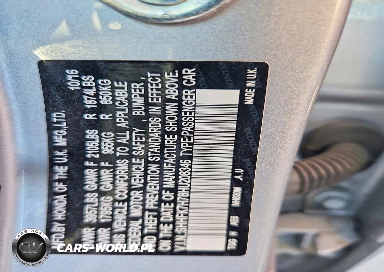 2017 Honda Civic Exl VIN:SHHFK7H78HU208346 - 12
