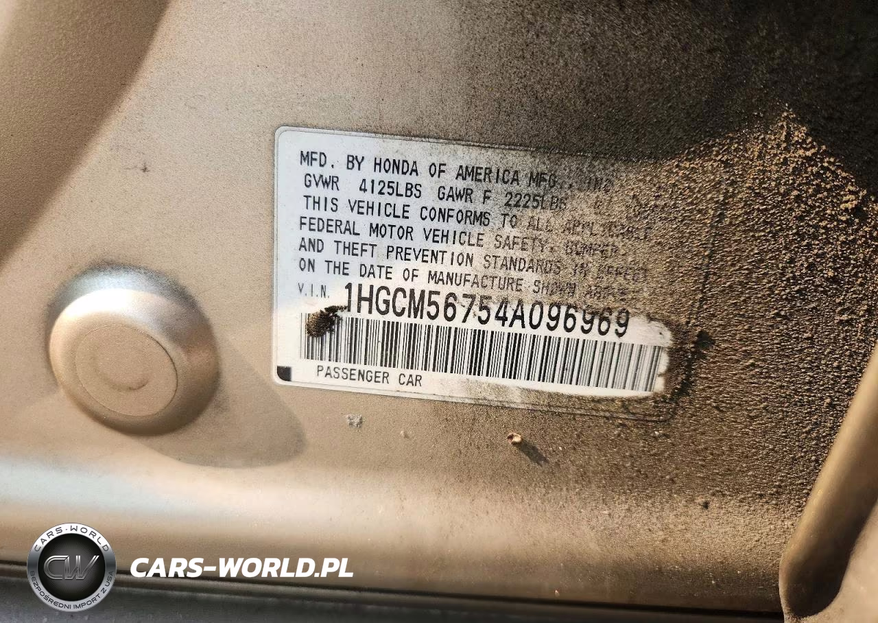 2004 Honda Accord Ex VIN:1HGCM56754A096969 - 12