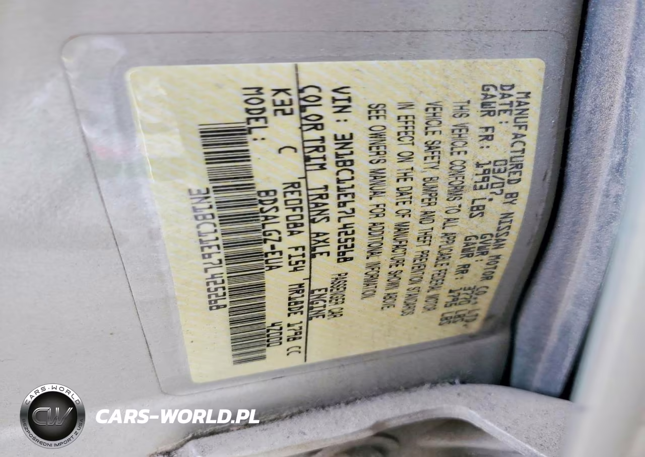 2007 Nissan Versa 1.8 S VIN:3N1BC11E67L425268 - 12