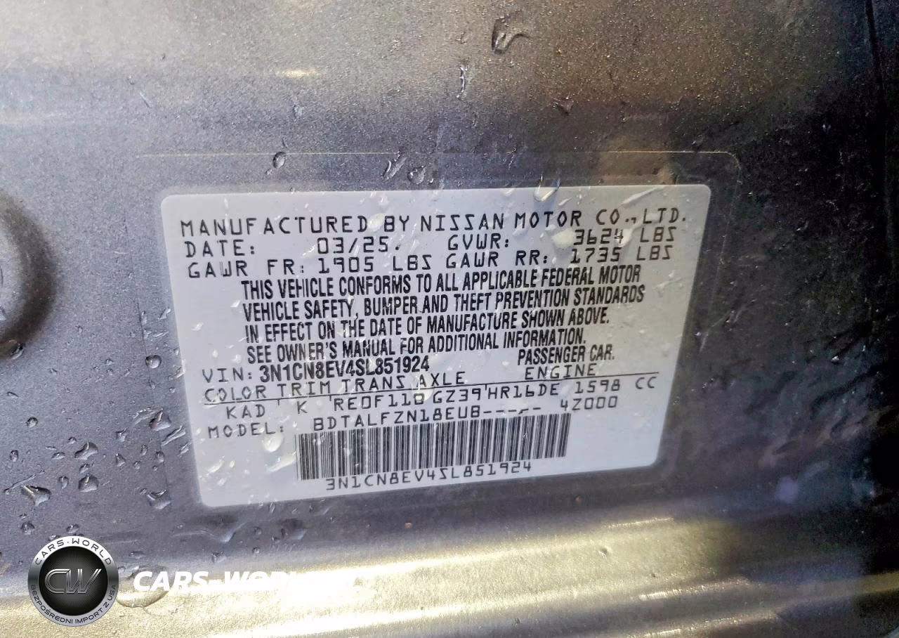 2025 Nissan Versa Sv VIN:3N1CN8EV4SL851924 - 13