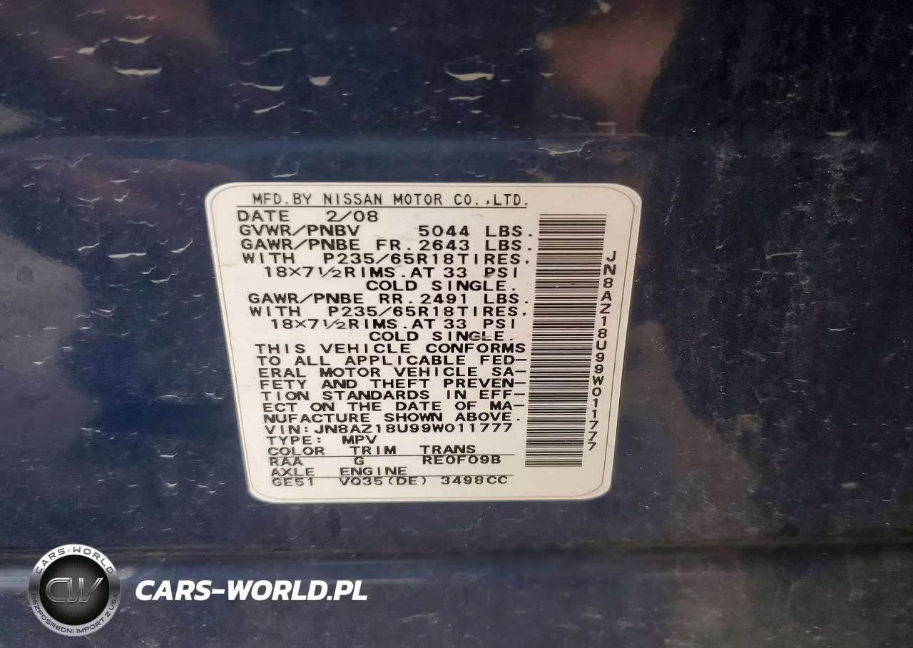 2009 Nissan Murano S VIN:JN8AZ18U99W011777 - 13