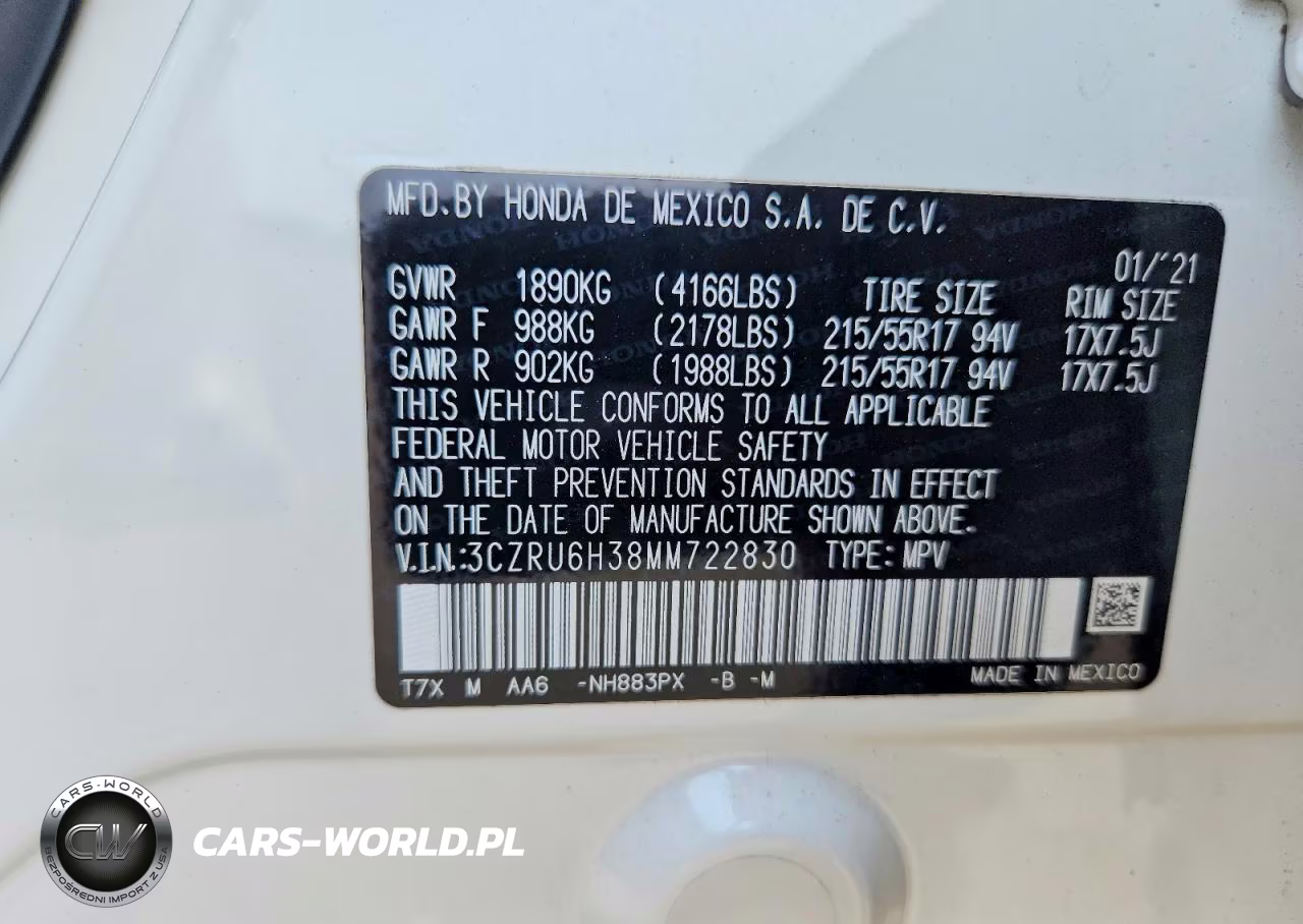 2021 Honda Hr-V Lx VIN:3CZRU6H38MM722830 - 13