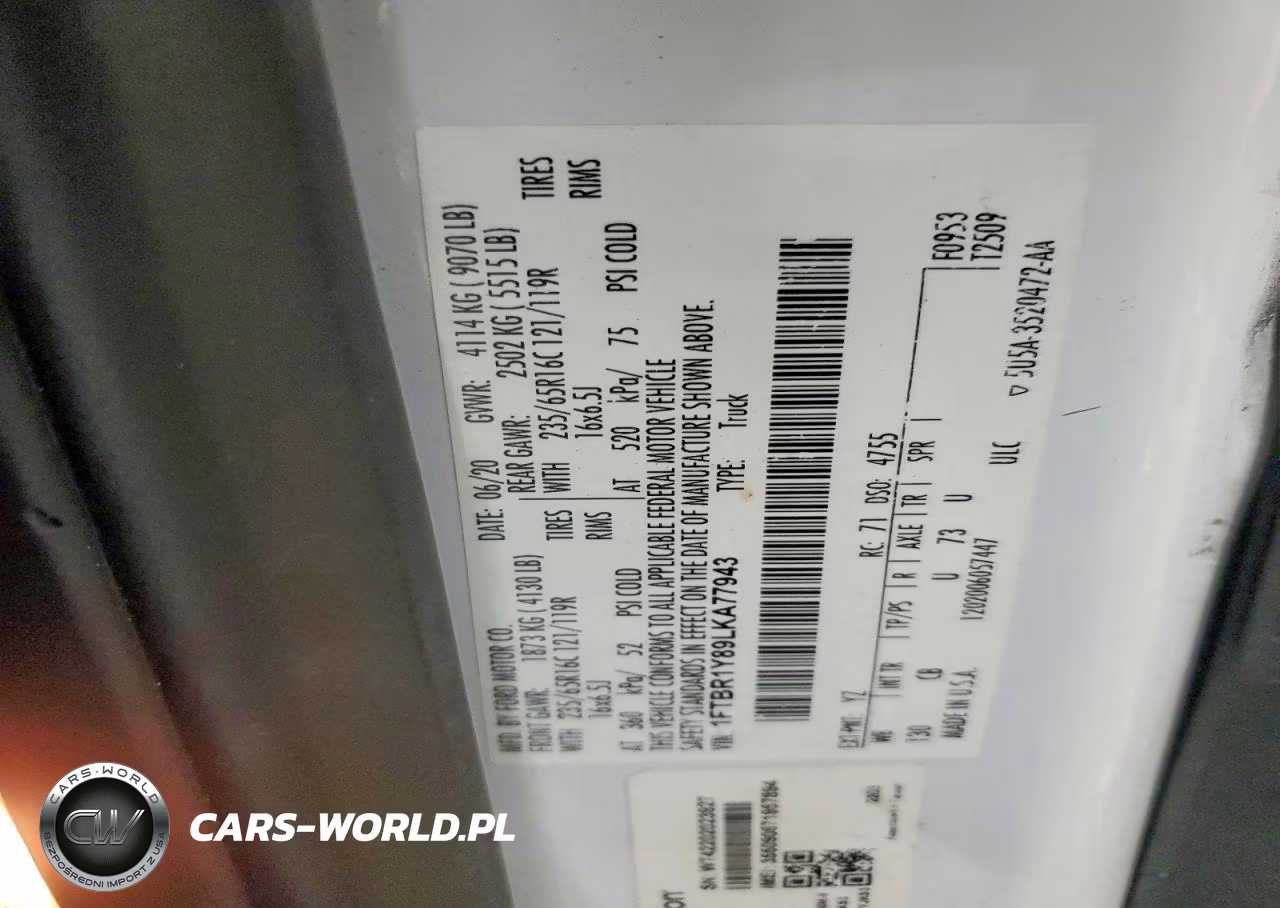 2020 FORD TRANSIT T-250 VIN:1FTBR1Y89LKA77943 - 14