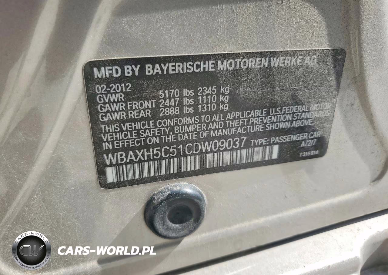 2012 BMW 528 Xi VIN:WBAXH5C51CDW09037 - 12
