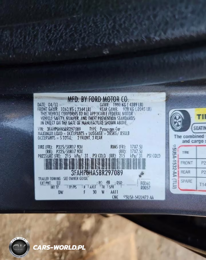 2011 Ford Fusion Se VIN:3FAHP0HA5BR297089 - 12