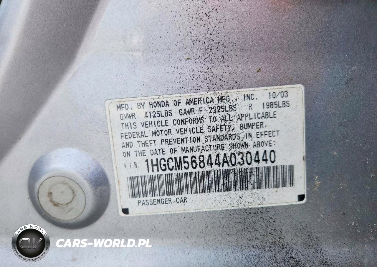 2004 Honda Accord Ex VIN:1HGCM56844A030440 - 12