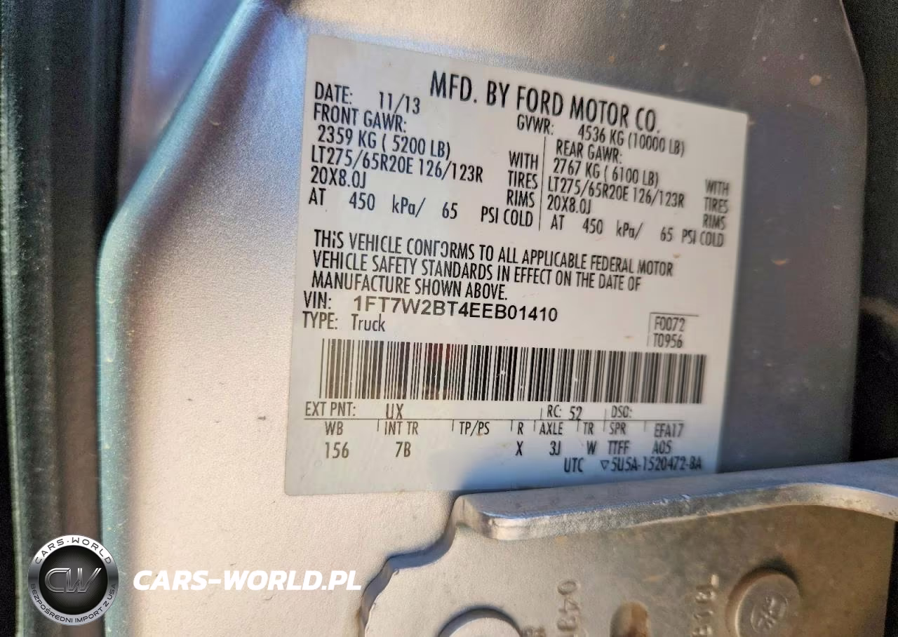 2014 Ford F250 Super Duty VIN:1FT7W2BT4EEB01410 - 12