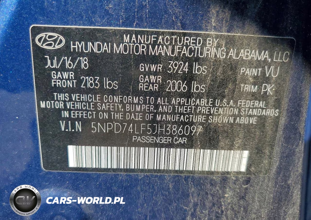 2018 Hyundai Elantra Se VIN:5NPD74LF5JH386097 - 12
