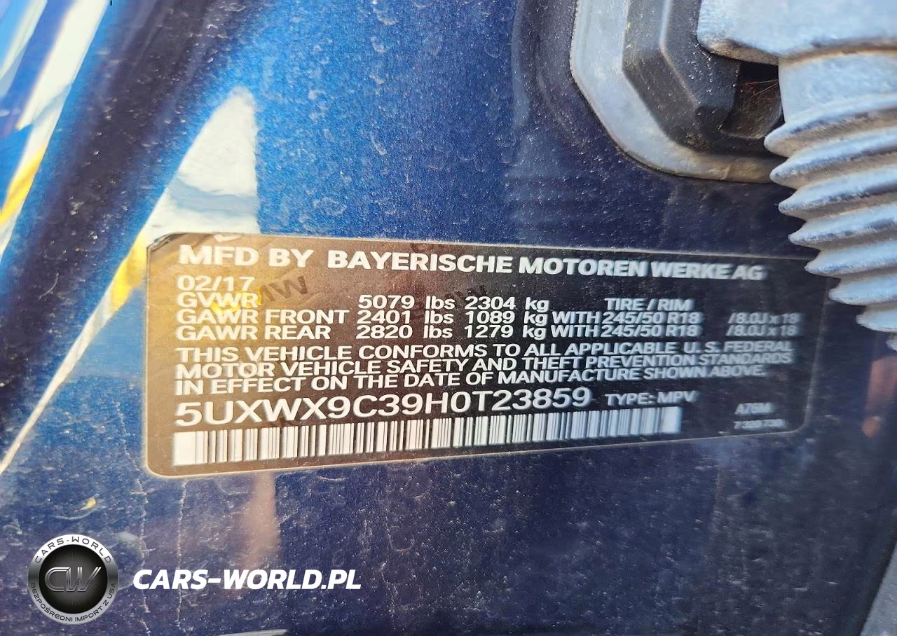 2017 BMW X3 xDrive28I VIN:5UXWX9C39H0T23859 - 13
