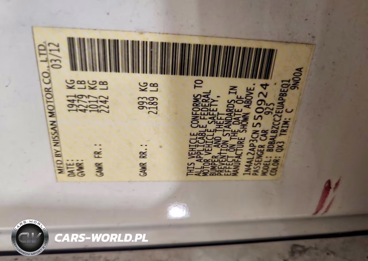 2012 Nissan Altima 2.5 VIN:1N4AL2AP3CN550924 - 12
