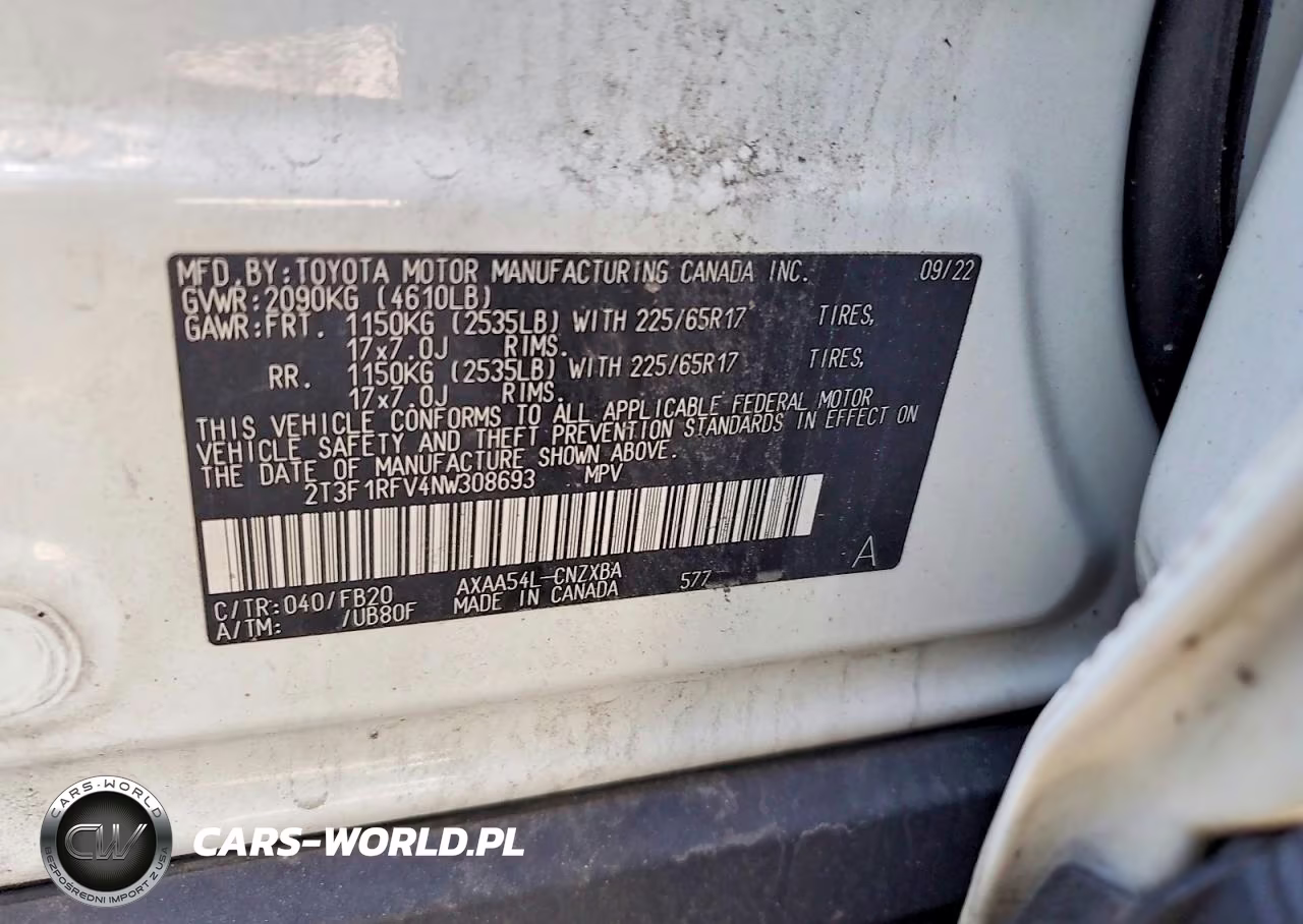 2022 Toyota Rav4 Le VIN:2T3F1RFV4NW308693 - 12