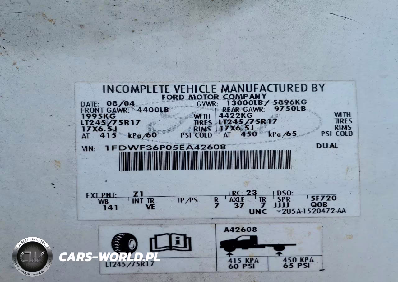 2005 Ford F350 Super Duty VIN:1FDWF36P05EA42608 - 12