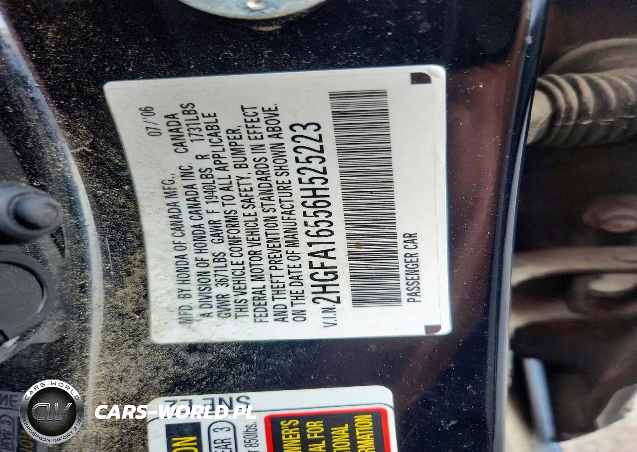 2006 Honda Civic Lx VIN:2HGFA16556H525223 - 12
