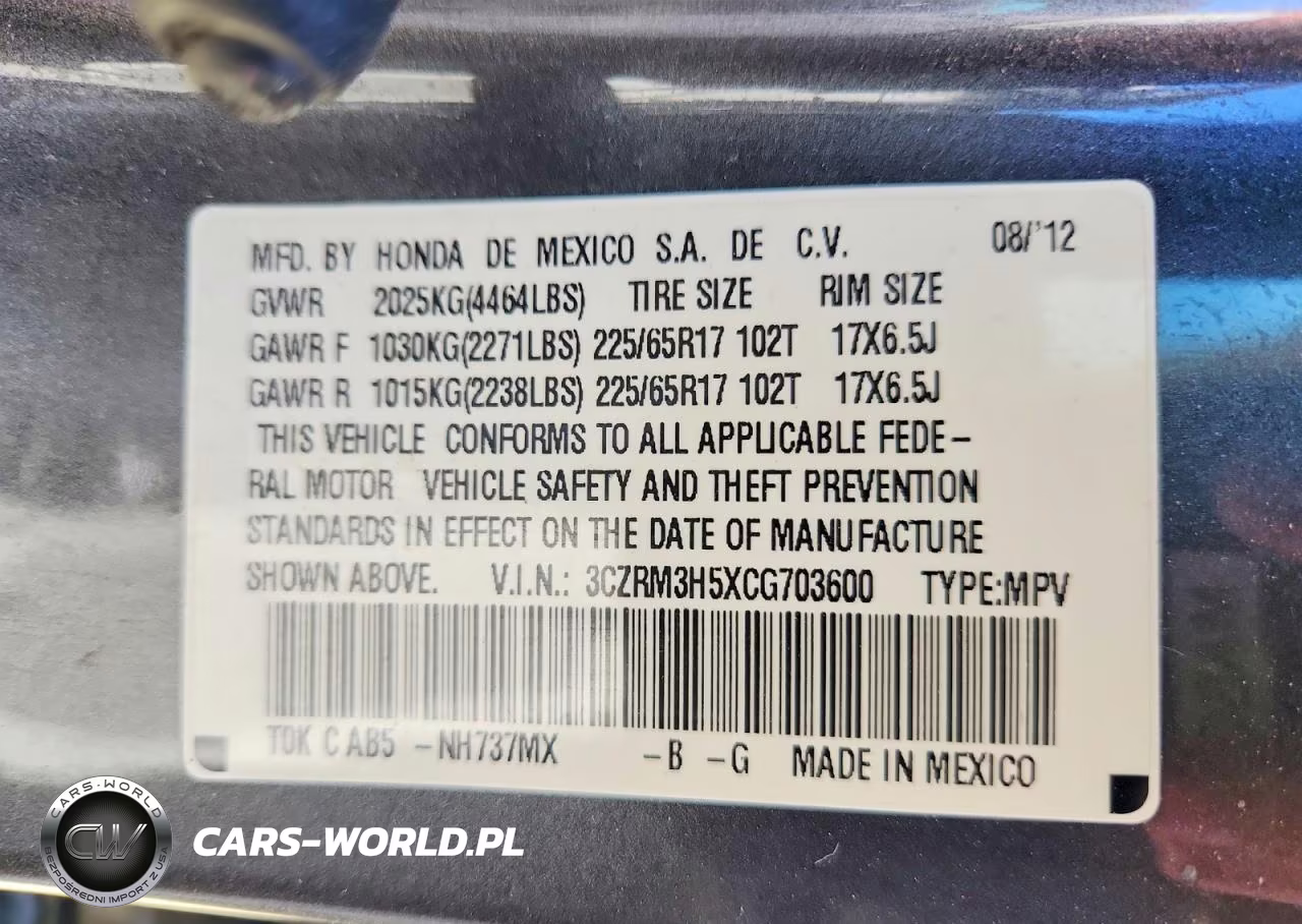 2012 Honda Cr-V Ex VIN:3CZRM3H5XCG703600 - 13