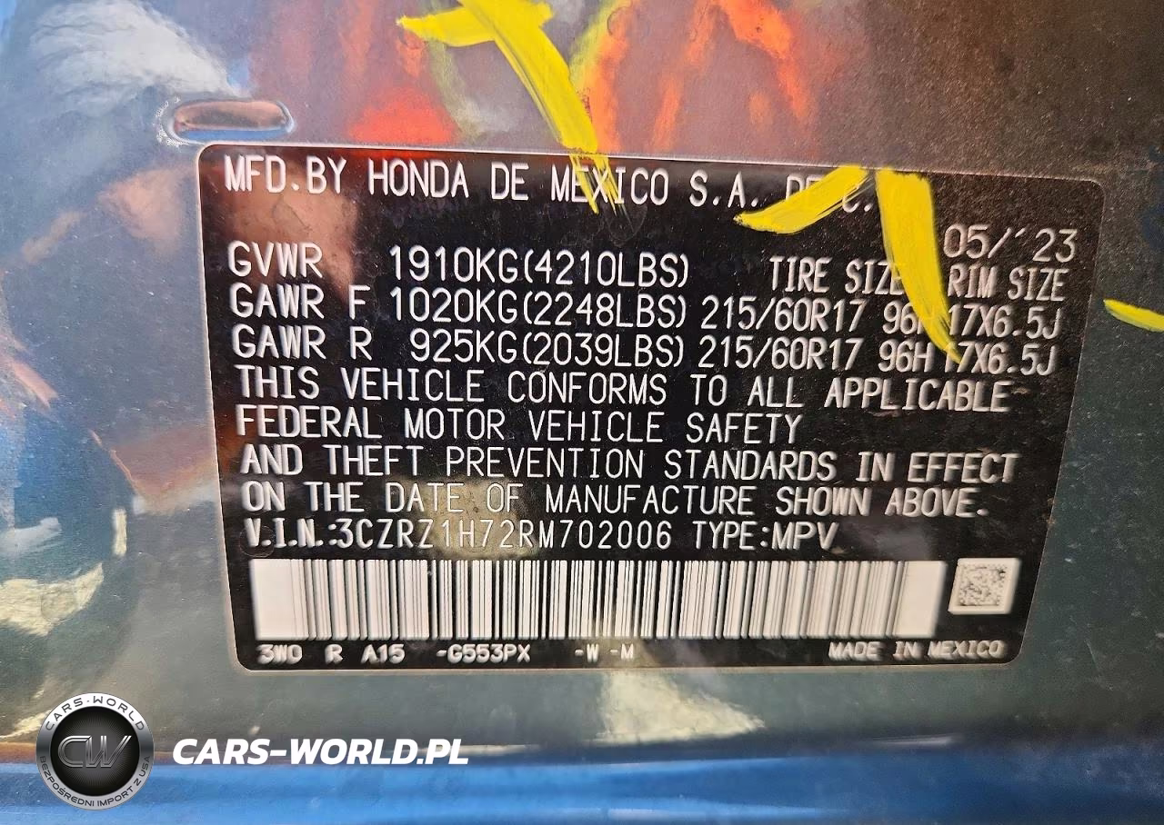 2024 Honda Hr-V Exl VIN:3CZRZ1H72RM702006 - 14