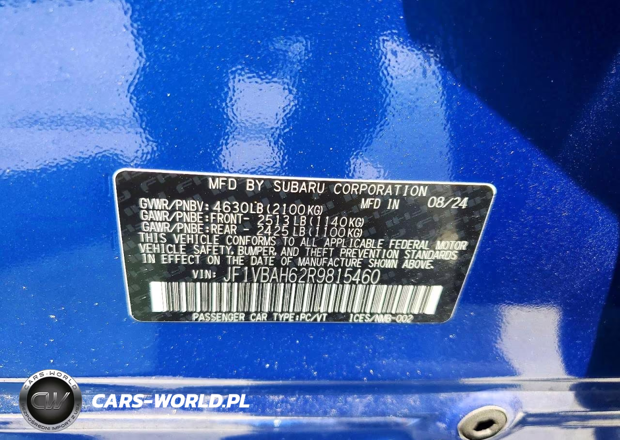 2024 Subaru Wrx Premium VIN:JF1VBAH62R9815460 - 13