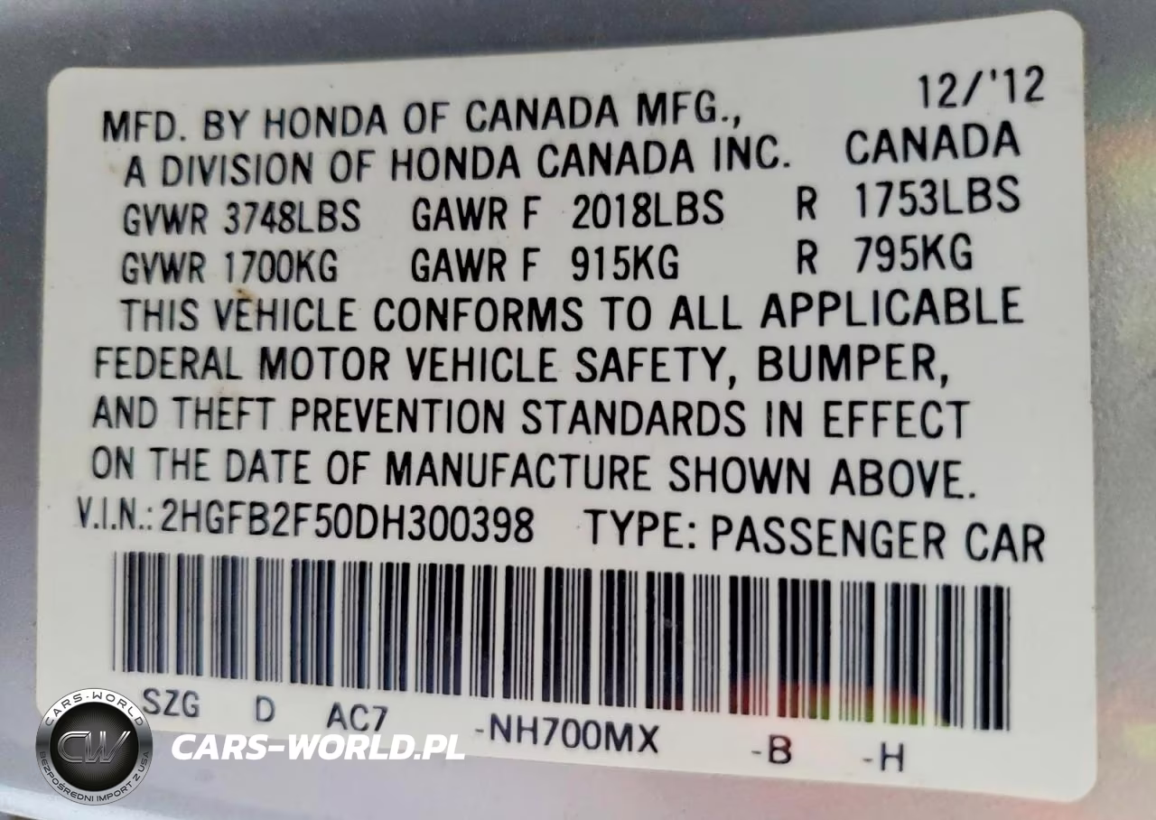 2013 Honda Civic Lx VIN:2HGFB2F50DH300398 - 12