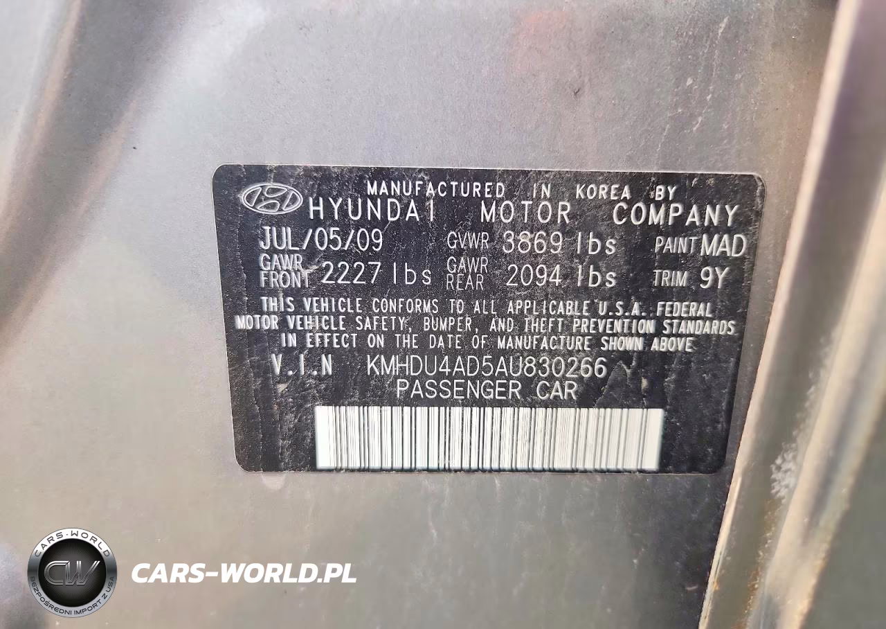 2010 Hyundai Elantra Gls VIN:KMHDU4AD5AU830266 - 12