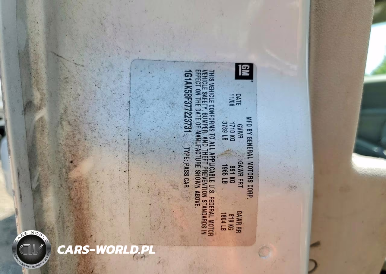 2007 Chevrolet Cobalt Ls VIN:1G1AK58F377223731 - 12