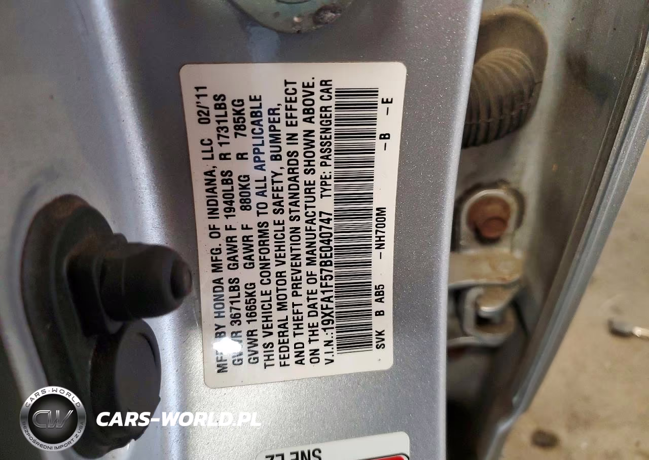 2011 Honda Civic Lx VIN:19XFA1F57BE040747 - 12