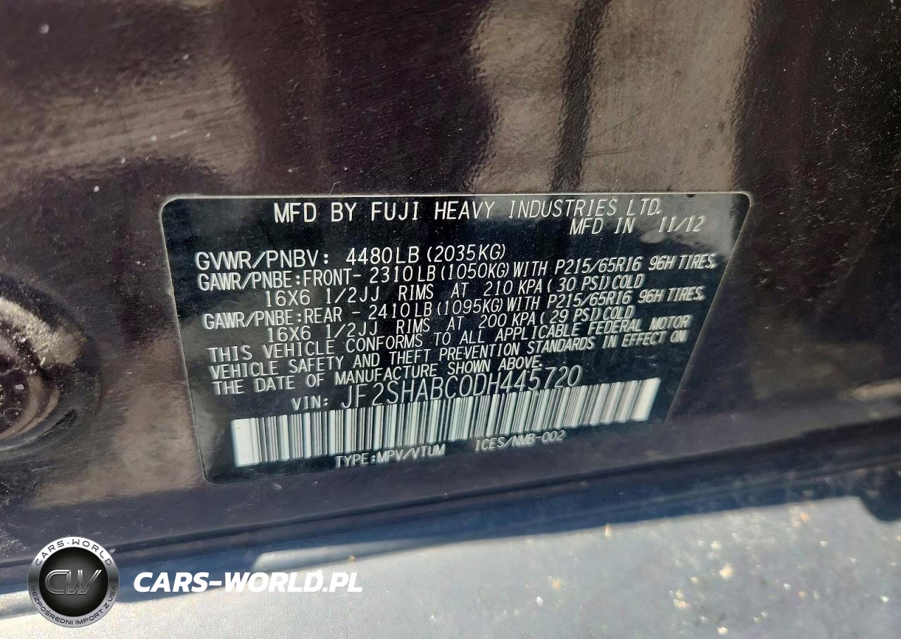 2013 Subaru Forester 2.5X VIN:JF2SHABC0DH445720 - 13