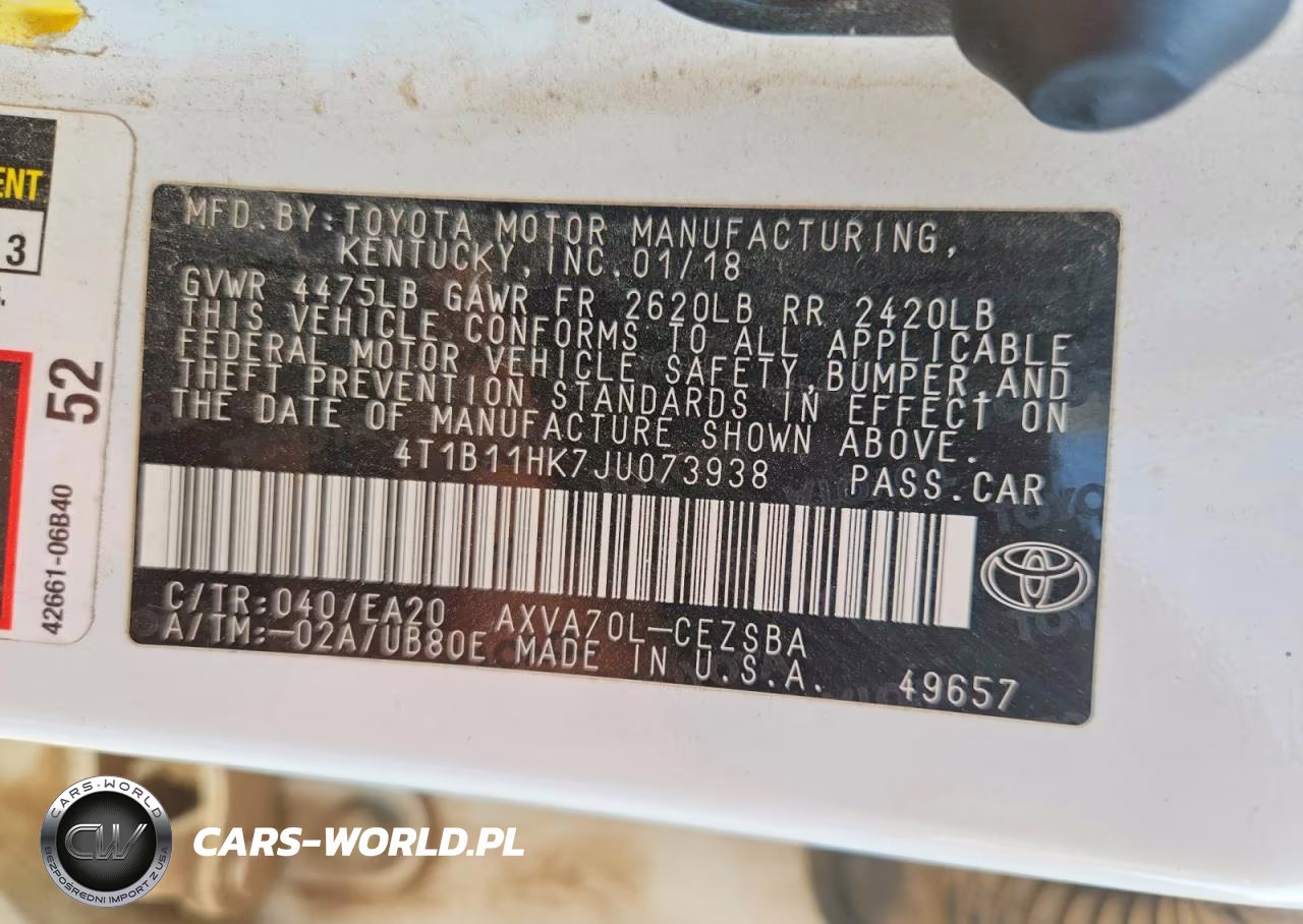 2018 Toyota Camry Se VIN:4T1B11HK7JU073938 - 12