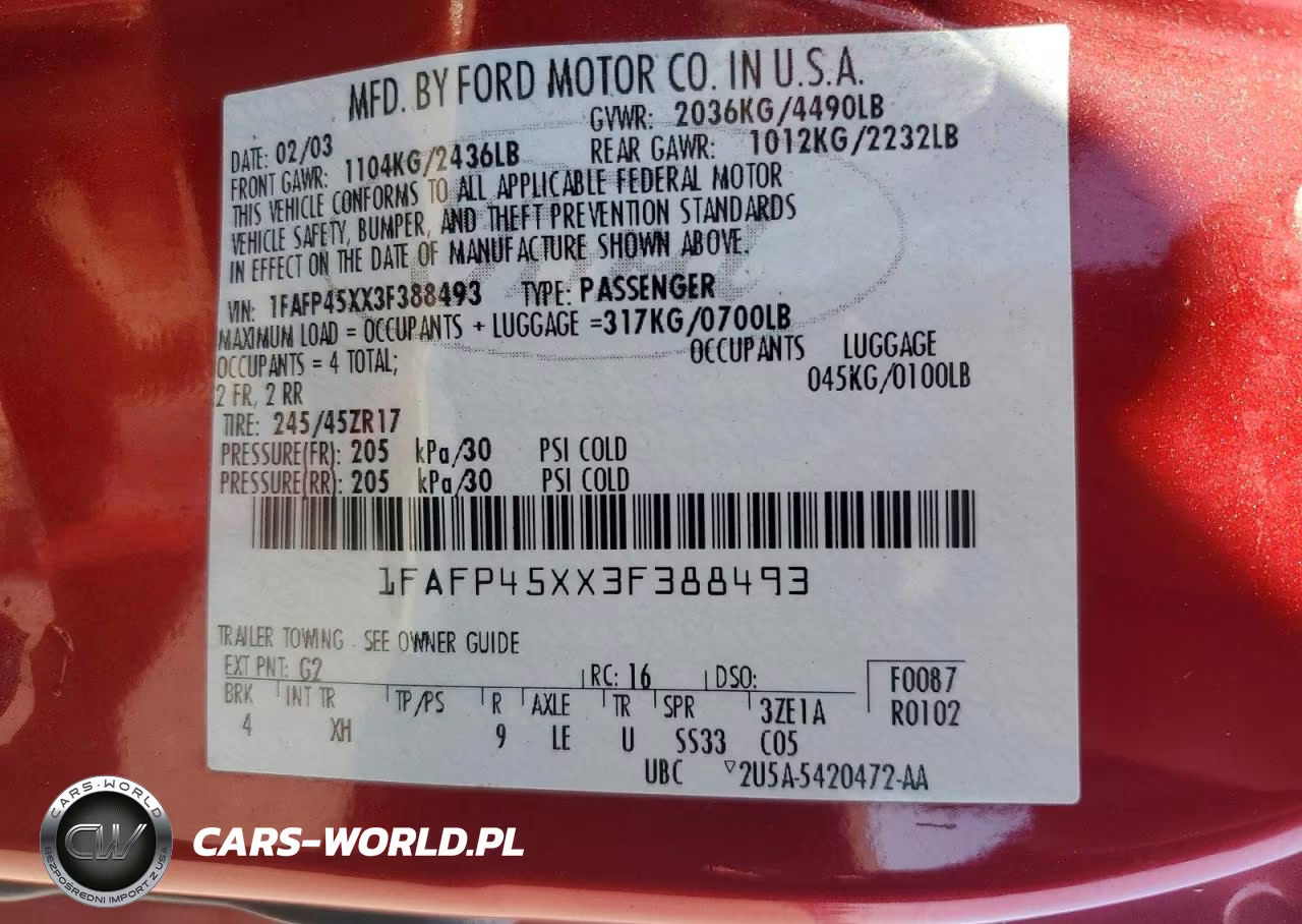 2003 Ford Mustang Gt VIN:1FAFP45XX3F388493 - 13
