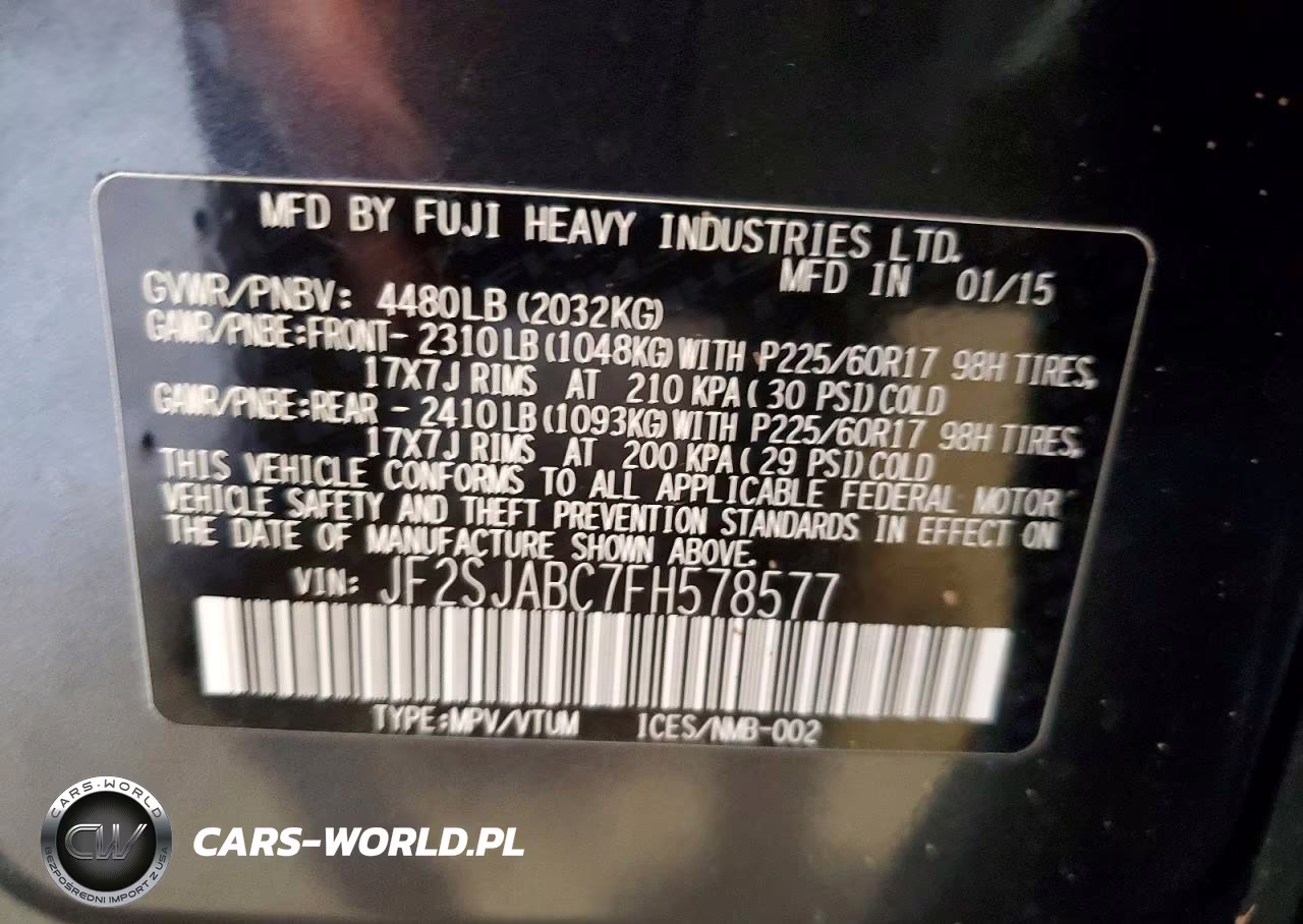 2015 Subaru Forester 2.5I VIN:JF2SJABC7FH578577 - 13