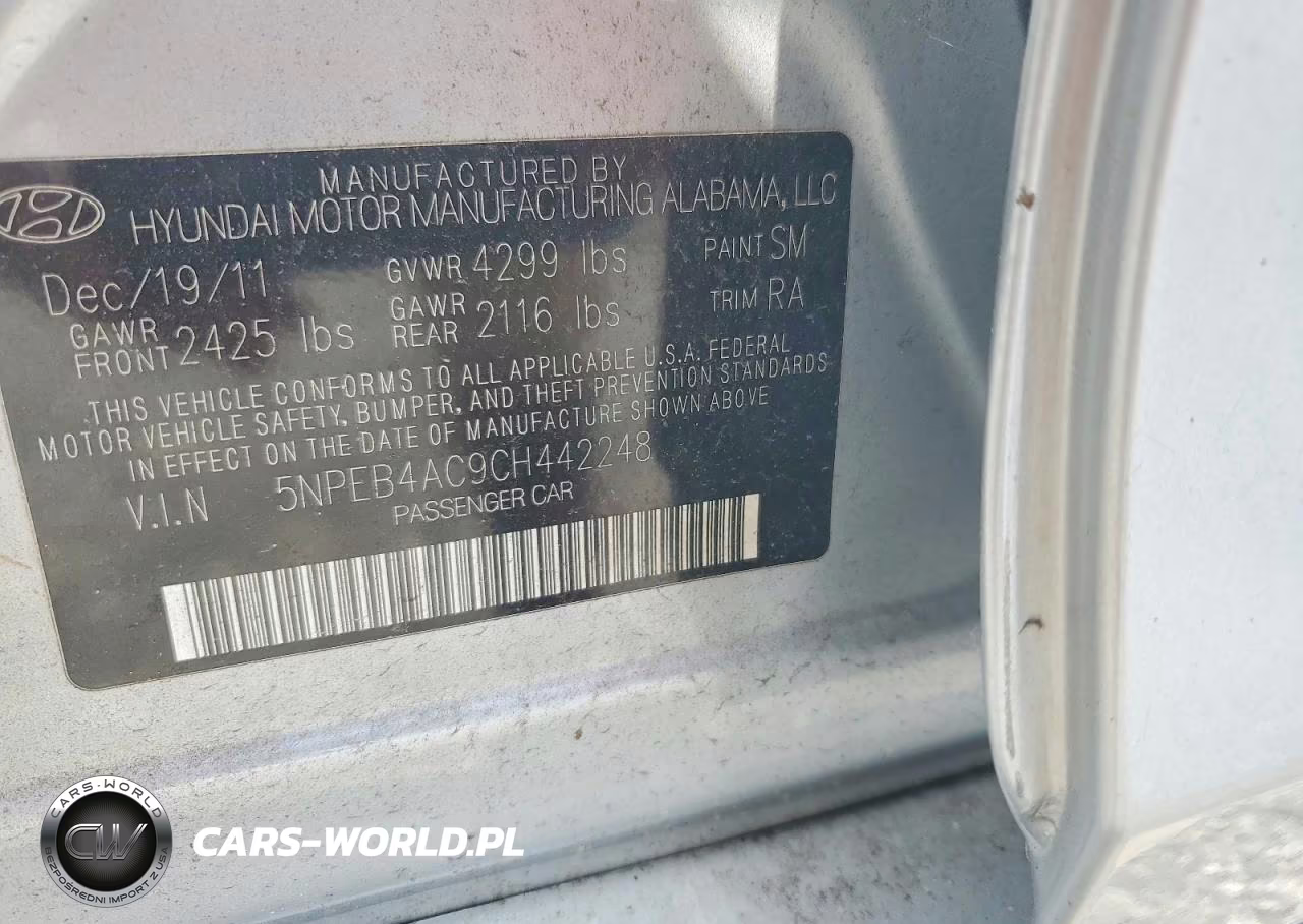 2012 Hyundai Sonata Gls VIN:5NPEB4AC9CH442248 - 13