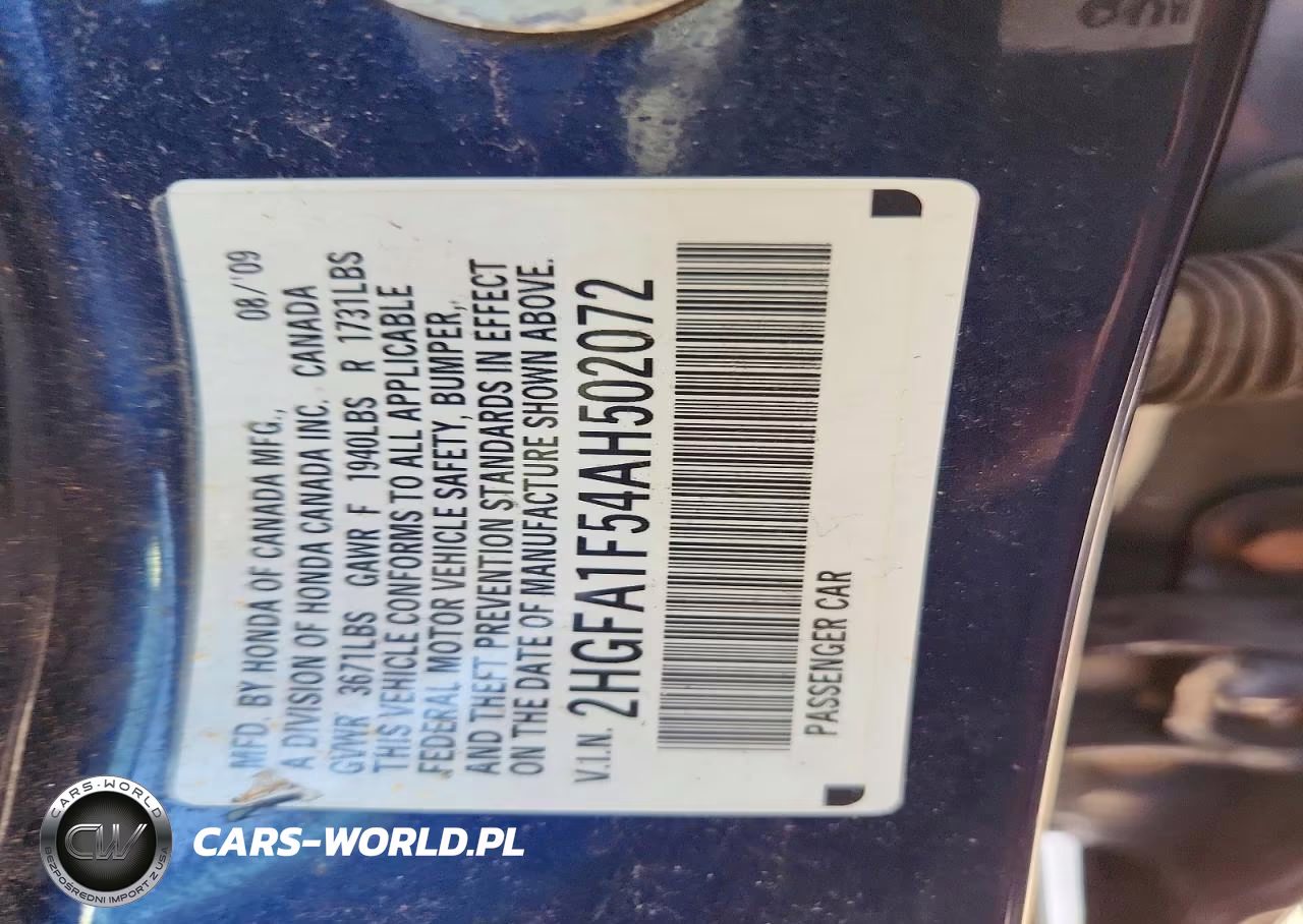 2010 Honda Civic Lx VIN:2HGFA1F54AH502072 - 12