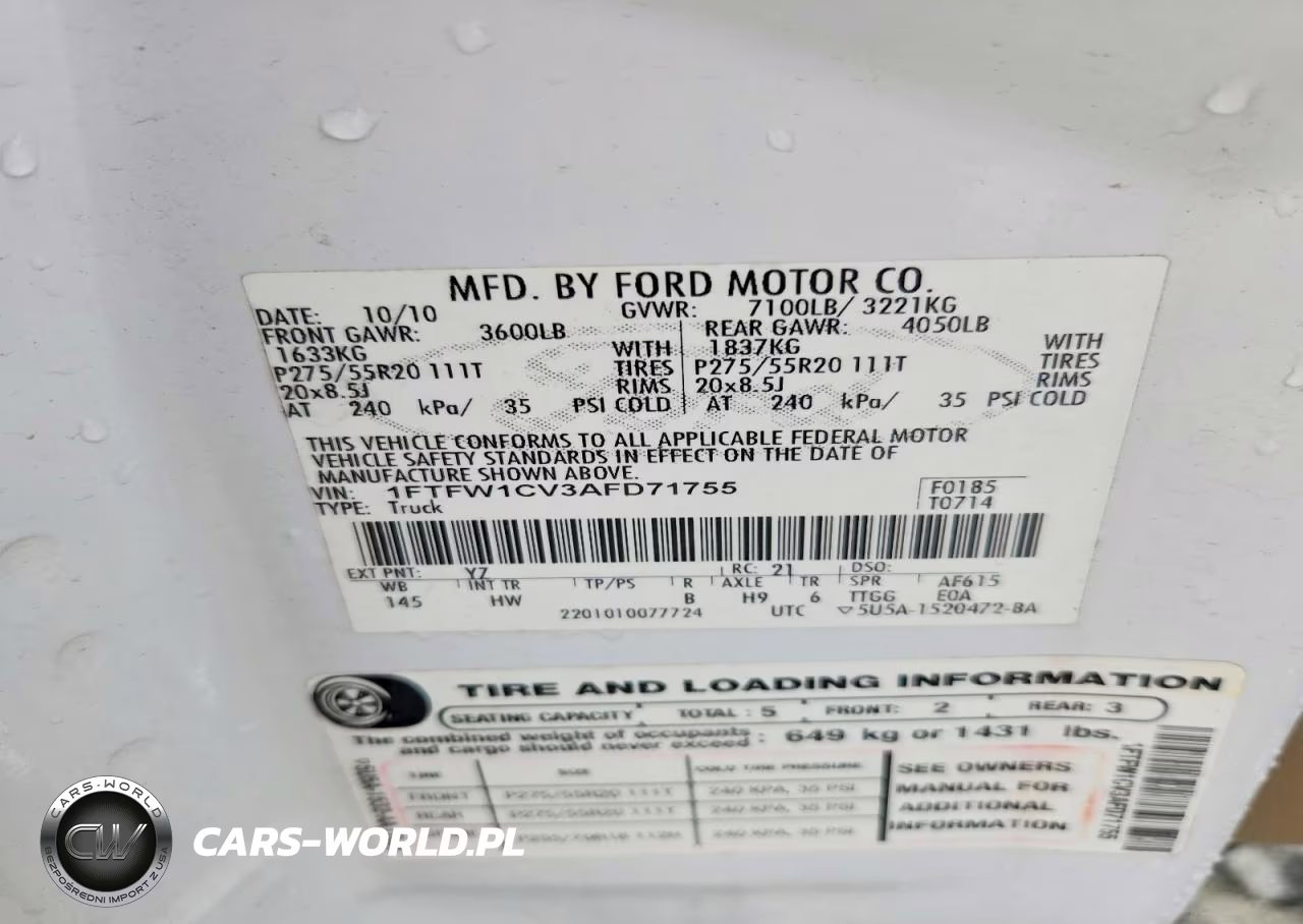 2010 Ford F150 Supercrew VIN:1FTFW1CV3AFD71755 - 12