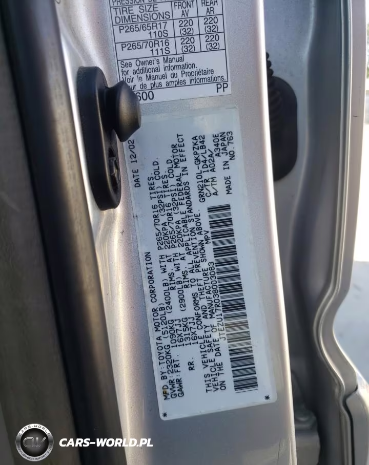 2003 Toyota 4Runner Limited VIN:JTEZU17R038003083 - 13