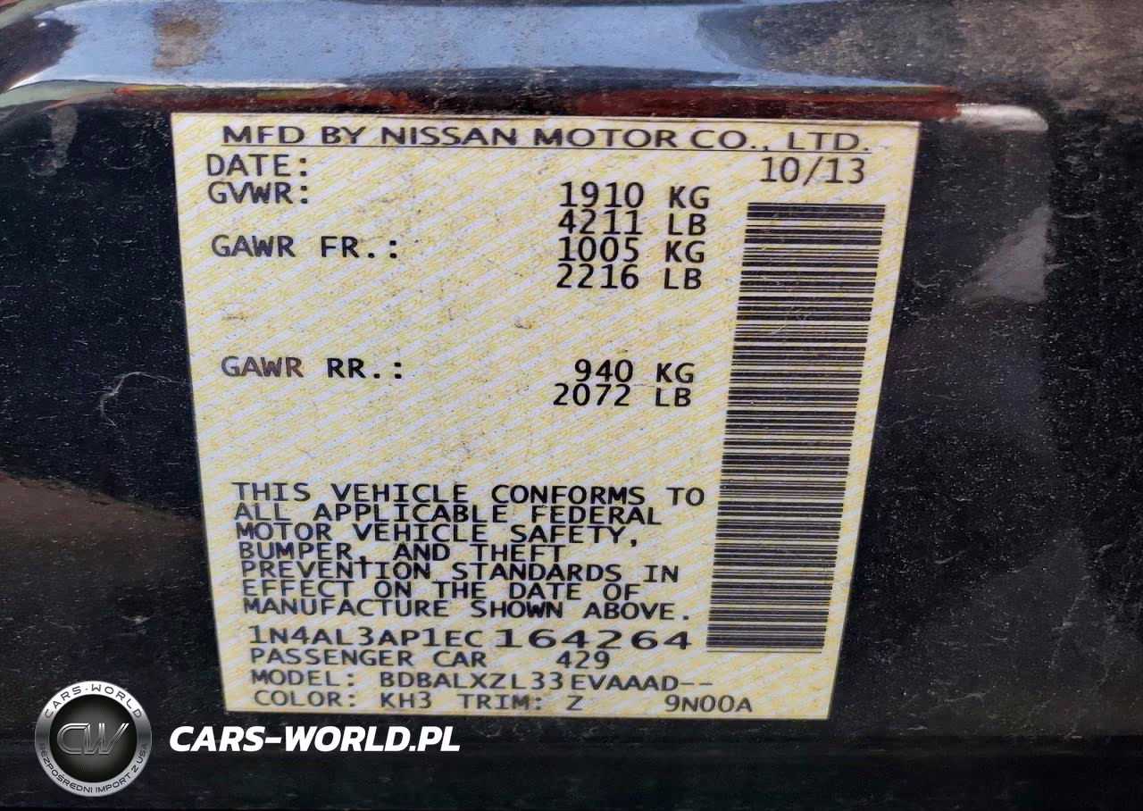 2014 Nissan Altima 2.5 Sl VIN:1N4AL3AP1EC164264 - 12
