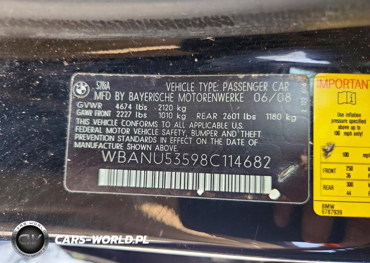 2008 BMW 528 I VIN:WBANU53598C114682 - 12