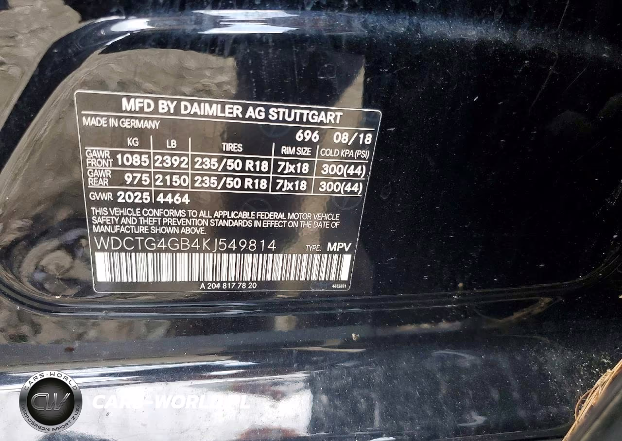 2019 Mercedes-Benz Gla 250 4Matic VIN:WDCTG4GB4KJ549814 - 12